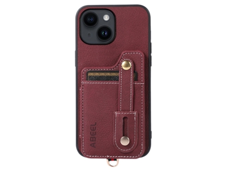 Suporte Casa Textura Lichia Para Iphone 14 Abeel Pele Sintética Com Porta-cartões Vermelho