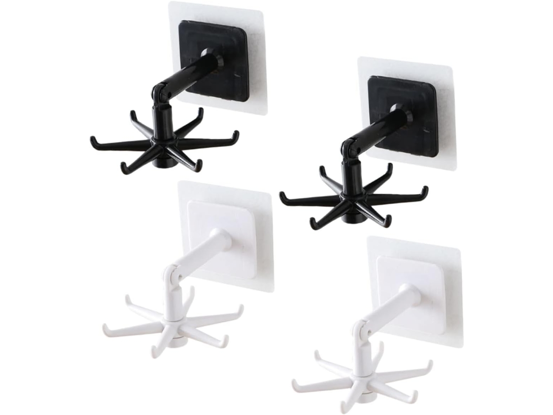 Conjunto De 4 Suportes De Parede Giratórios Multifuncionais Para Cozinha E Banheiro - Sem Necessidade De Furar