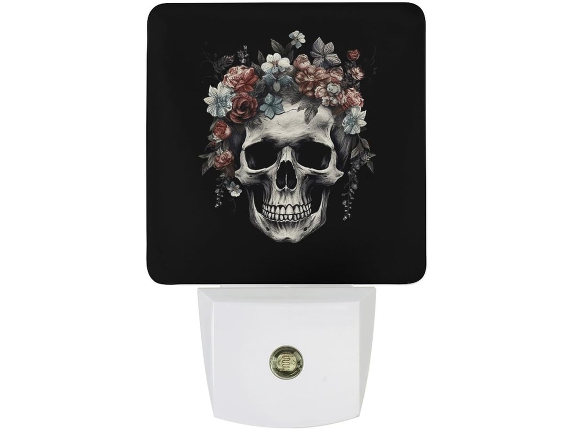 Luminária Noturna com Estampa Caveira, Ideal para Viagens ou Uso Noturno, Decorativa e Portátil para Quarto