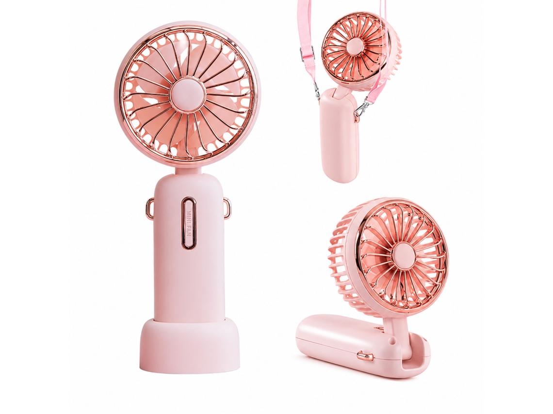 Mini Ventilador de Mão Rosa Recarregável 4800mah Mesa Alça YANYXR