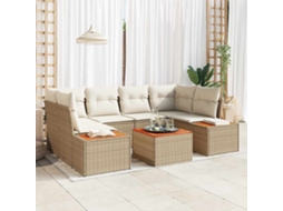 Vidaxl Conjunto De Sofá De Jardim 6 Pcs Bege Rattan Sintético