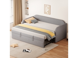 Cama Estofada Linho Cinza Claro 90x190 Cm