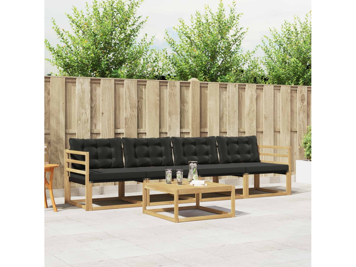 Vidaxl Conjunto De Sofás Para Exterior 5 Unid. Branco E Preto