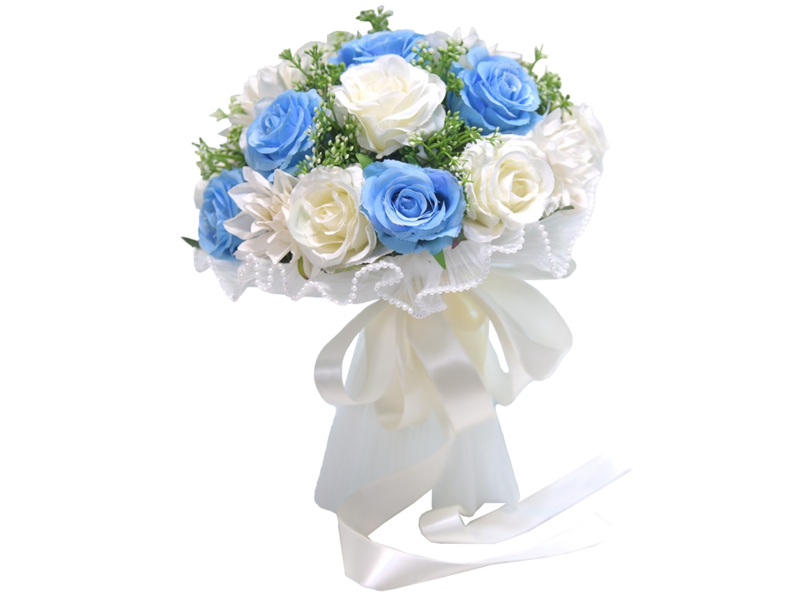 Bouquet de Noiva Azul Artificial para Casamento ao Ar Livre LAXISCREED