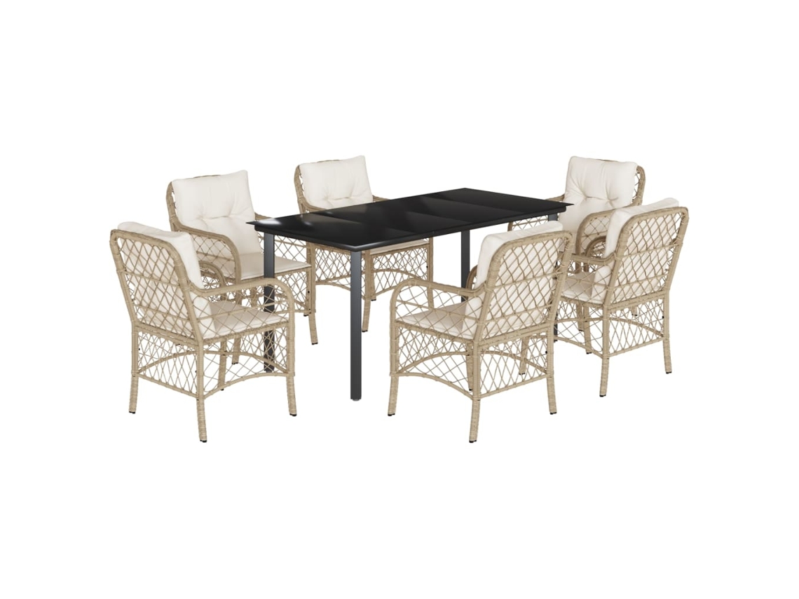 Garden Dining Set, Garden Dining Sets Vidaxl Bege Rattan / Vime (160 Cm Table Length)