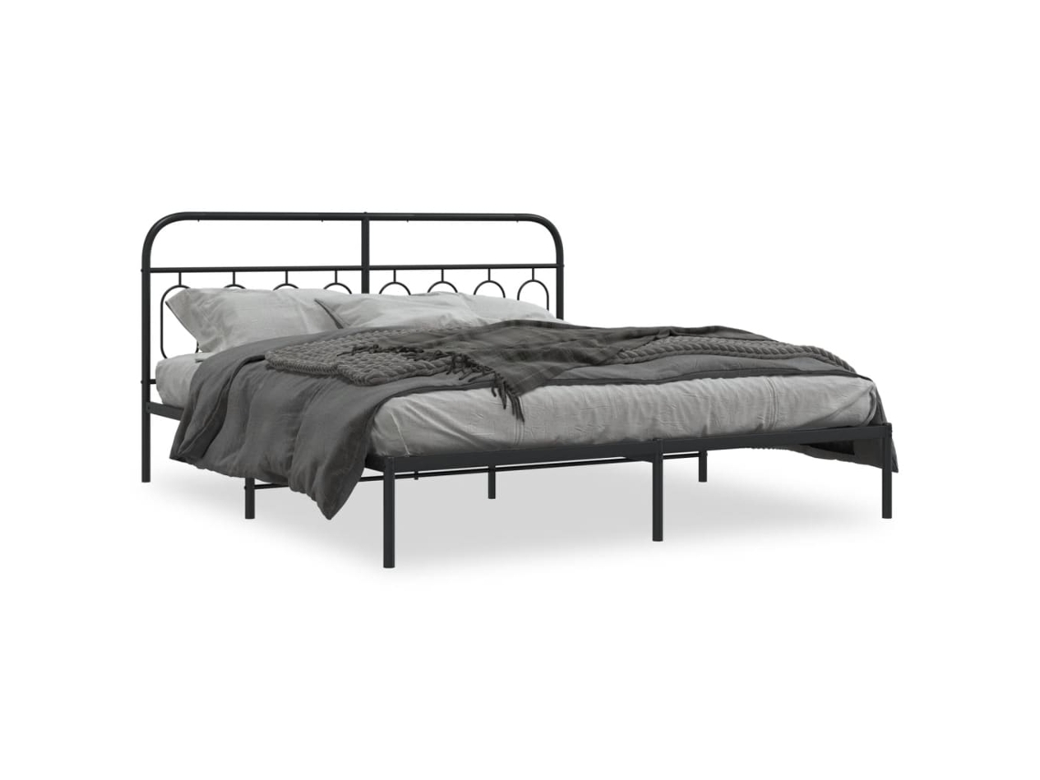 Estrutura de Cama com Cabeceira Metal Preto MAISON EXCLUSIVE 183x213 cm