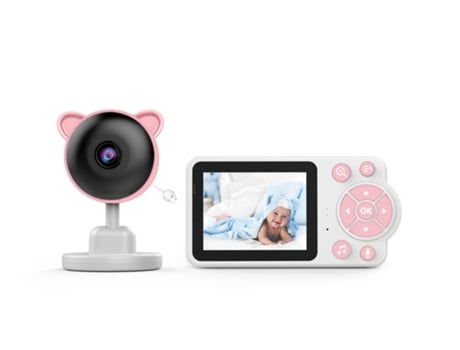 Babyphone Sem Fios De 2,8 Polegadas Com Alarme De Choro E Lembrete De Alimentação, Câmara Interior, Rosa Ficha Padrão Americano Fwinl