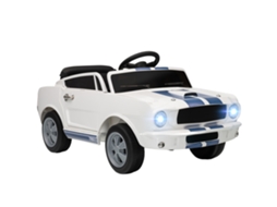 Carro infantil elétrico 12v, com controle remoto 2.4ghz, buzina, led, música, branco | S/MARCA