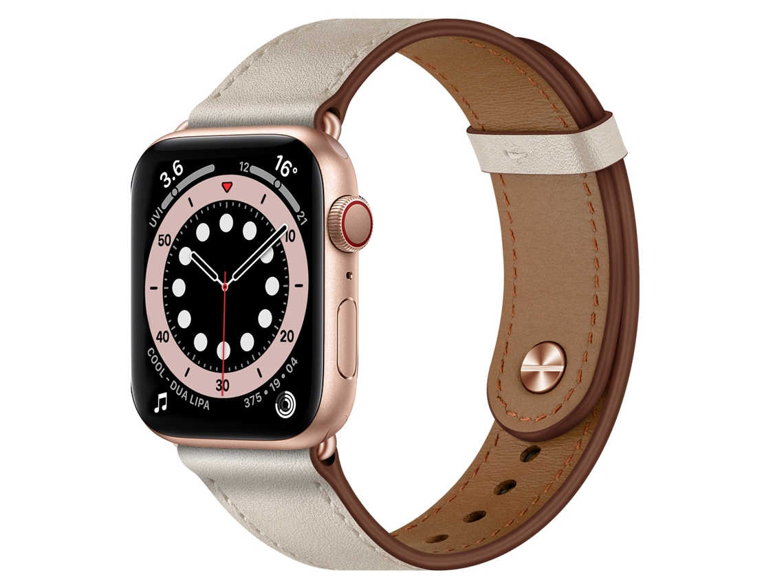 Bracelete para Apple Watch 42/44/45/49mm Couro Genuíno Branco XIAOMOYU
