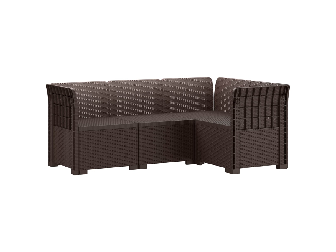 Vidaxl Sofá De Jardim Para 4 Pessoas Visual Rattan Pp Castanho