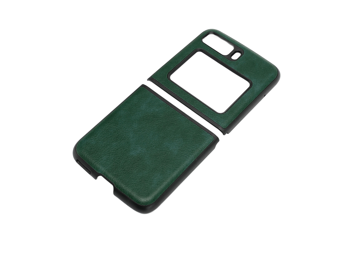 Mali capa Protetora de Couro Sintético com Padrão de Lichia para Moto Razr 2022 Celular Plegável Verde Resistente a Arranhões
