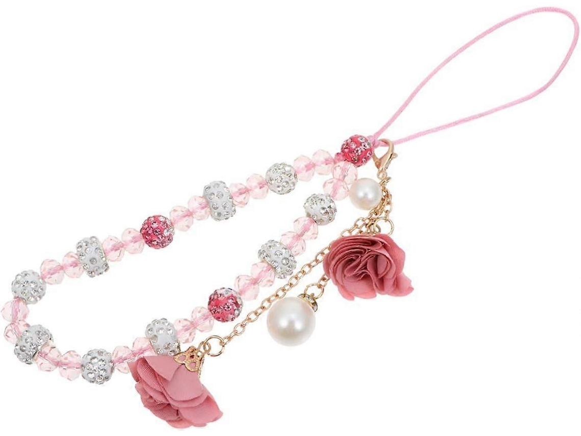 Pulseira Para Celular Com Pingente De Flor E Pérola De Cristal Branca Nostalgia88