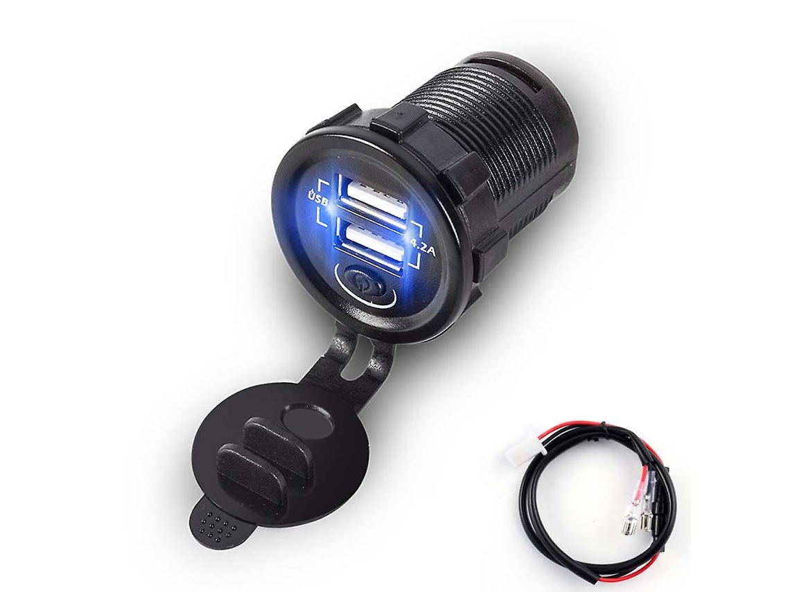 12V 24V Adaptador Duplo Do Carregador de Carro Do Usb 5V 2.1A com Cabo de Alimentação Do Interruptor Ligado ALLINLESS