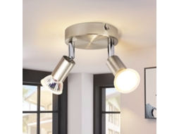 Nettlife Candeeiro De Teto Com Focos Led Gu10 2 Luzes Redondas Cromadas 350° Moderno Sem Lâmpada Para Cozinha Corredor, 25 W, Regulável