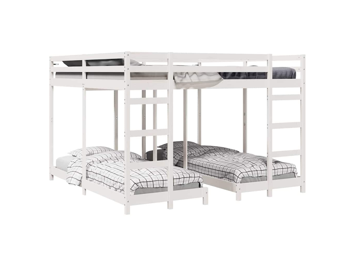 Estrutura de Cama Beliche Tripla Branco 200 X 200 Cm MAISON EXCLUSIVE