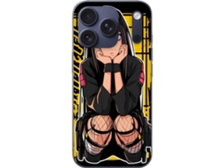 Capa Para Celular Compatível Com Apple Iphone 17 Pro. Figura Inspirada Em Anime Com Olhos Brilhantes E Roupa Escura Em Pose Descontraída Contra Um Fun