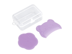 Mali 2pcs Conjunto Escova Couro Cabeludo Bebê Silicone Macia Limpeza Banho Recém nascido Roxo
