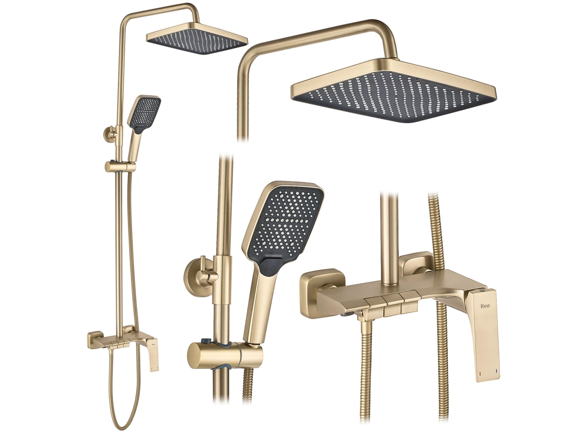 Conjunto De Chuveiro Rea Joe Brush Gold