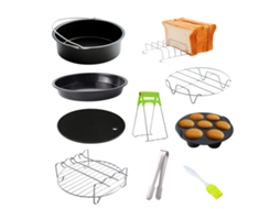 Kit de acessórios para air fryer, 10 peças, panelas, moldes, prateleira para 3.2qt e 5.8qt | S/MARCA
