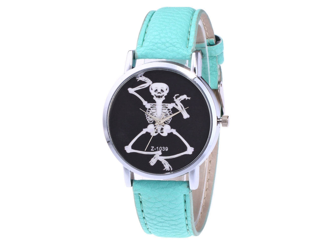 Reloj De Pulsera De Cuero Pu Casual Estudiantil Con Esqueleto Moderno Zhoulianfa (menta)