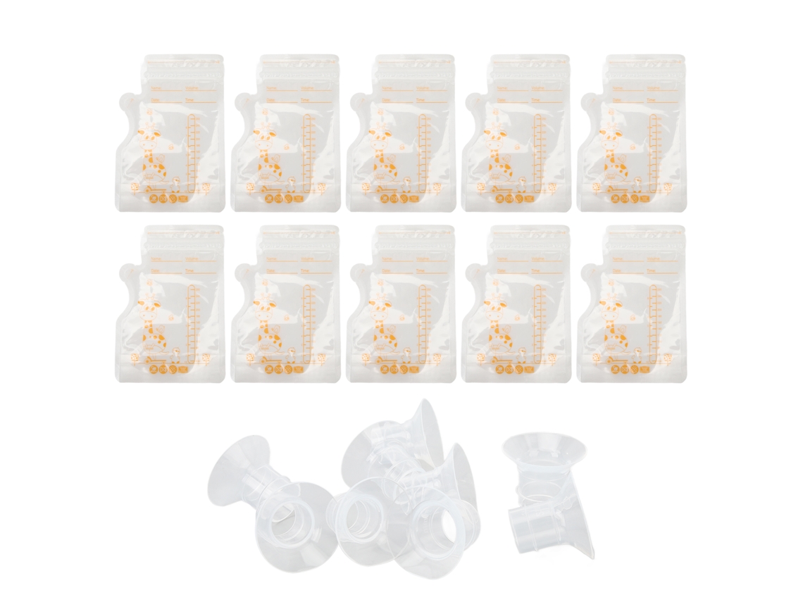 Conjunto Inserções Flange Silicone 19/21/24mm Com 10 Saquinhos De Leite 250ml