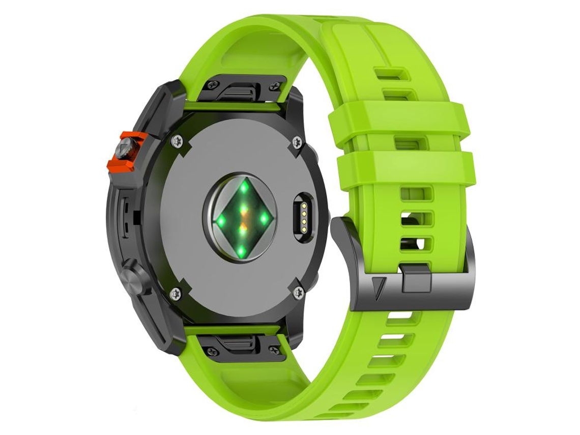 Bracelete Para Garmin (26mm) - Silicone - Liberação Rápida - Fivela De Aço Preta Verde