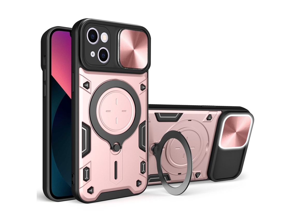 Suporte Casa Quedas Slide Câmara Para Iphone 13 Pele Sintética Rosa