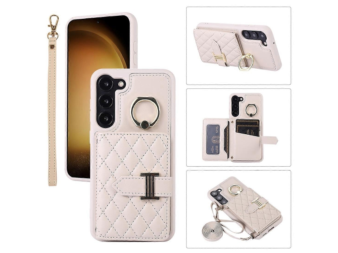 Capa Para Celular Com Suporte Horizontal Para Cartões E Argolas, Com Cordão Duplo, Compatível Com Samsung Galaxy S23+ 5g.