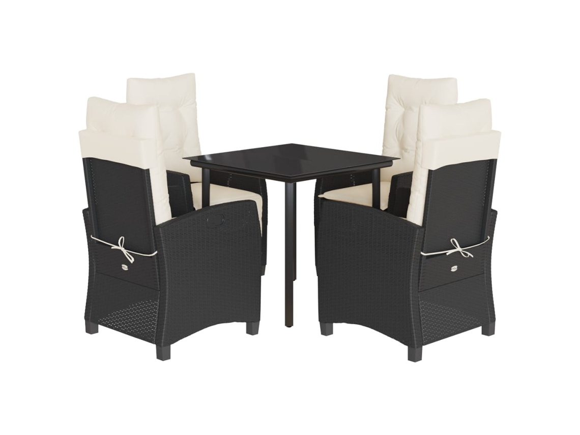 Conjunto de 5 Jantar para Jardim com Almofadões Vime Pe Preto MAISON EXCLUSIVE