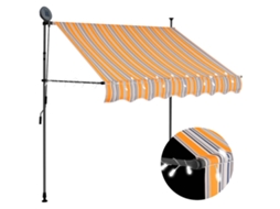 Vidaxl Toldo Retrátil Manual Com Led 150 Cm Amarelo E Azul
