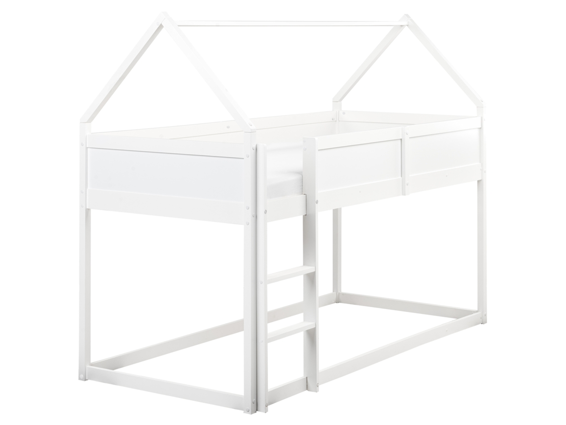 Cama Infantil Em Forma De Casa Com Arrumação Beliani Dienne De Madeira De Pinho Branco 90x200