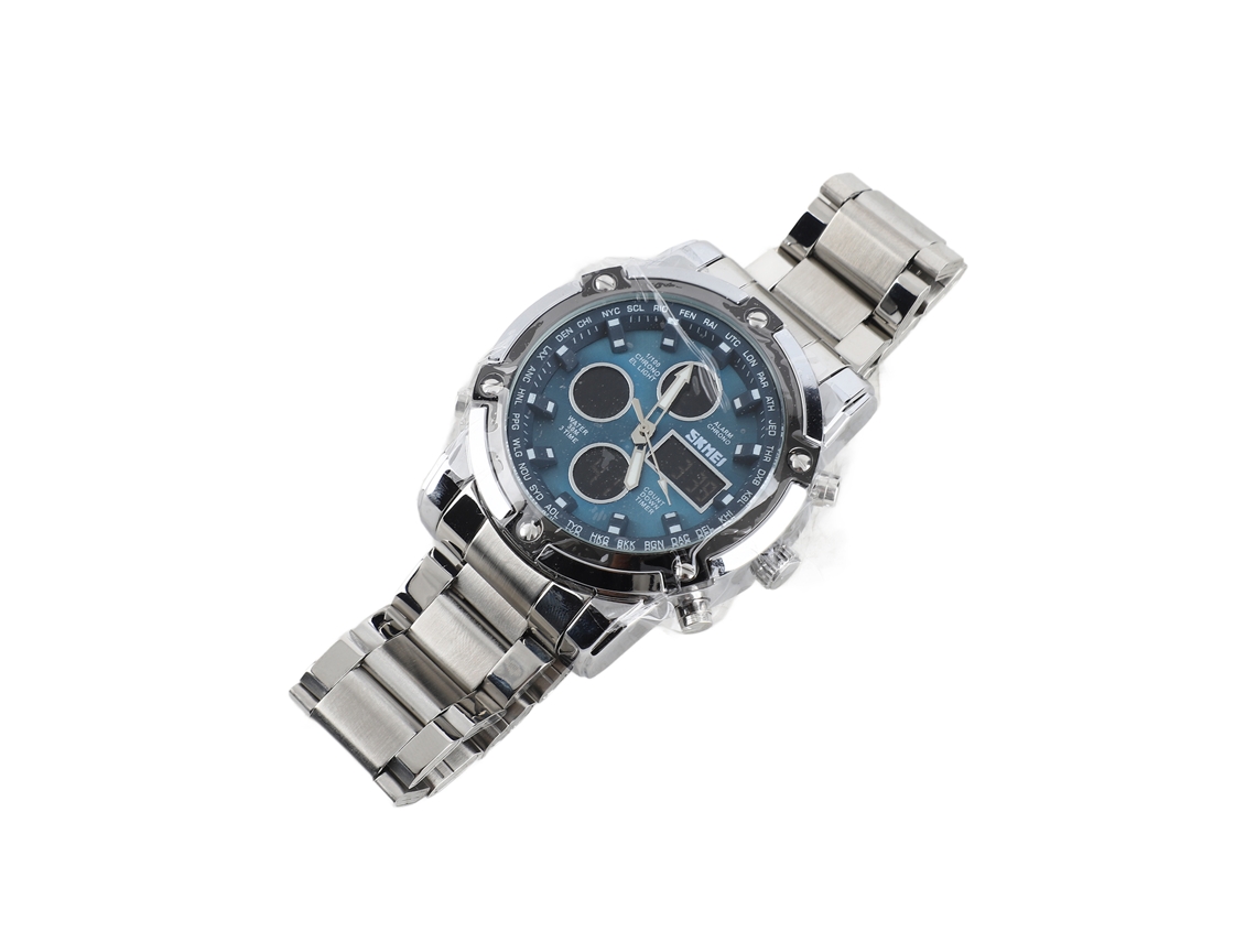 Reloj Deportivo Multifuncional Para Hombres Acero Inoxidable Grande Dial Impermeable