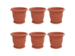 Conjunto 6 Plástico Vidaxl Vermelho Plástico (ø 30 X 25 Cm)
