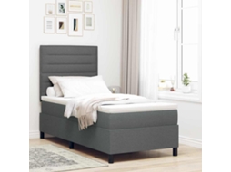 Vidaxl Cama Box Com Colchão Cinzento Escuro 100 X 200 Cm Tecido