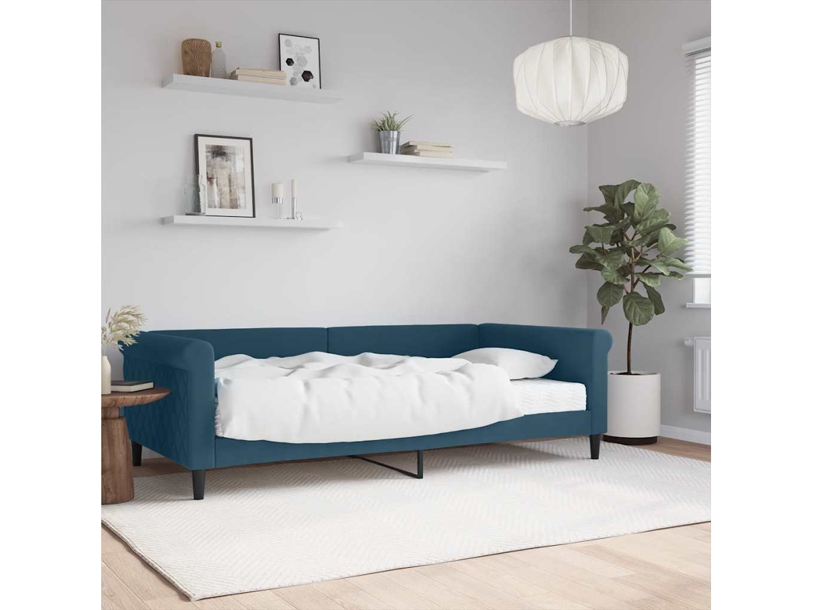 Vidaxl Sofá-cama Com Colchão 100x200 Cm Veludo Azul