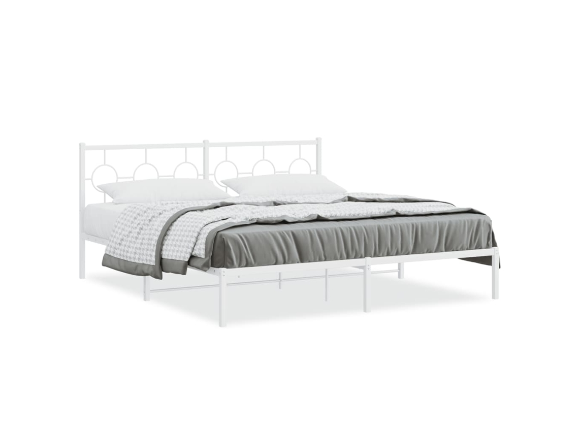 Bed Frame, Bed Frames Vidaxl Branco Aço (183 X 213 Cm)