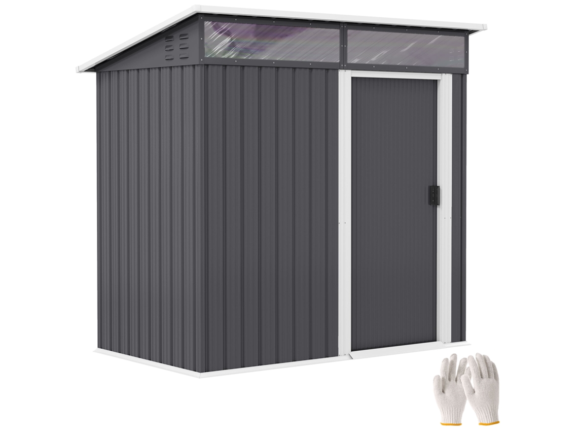 Abrigo de Armazenamento Aço Galvanizado Cor Cinza Escuro/cinza de Carvão 195x122x159-1,82 M Outsunny