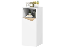 Armário De Casa Banho Com Porta Acolchoada E Compartimento Aberto Madeira 30x30x71 5 Centímetros Branco