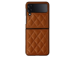 Capa Para Samsung Galaxy Z Flip 4 Ushion Pele Castanho
