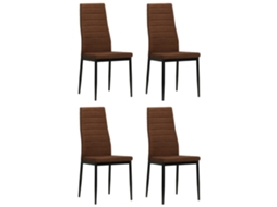 Vidaxl Cadeiras De Jantar 4 Pcs Tecido Castanho