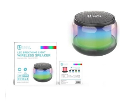 Coluna Portátil com 7 Cores Led 3W Unico Star Bs1824 Preto