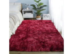 Omni alfombra Fluffy de Pelo Falso Gradiente Decorativa Suave no Deslizante para Dormitorio Sala Comedor Vino 120x200cm