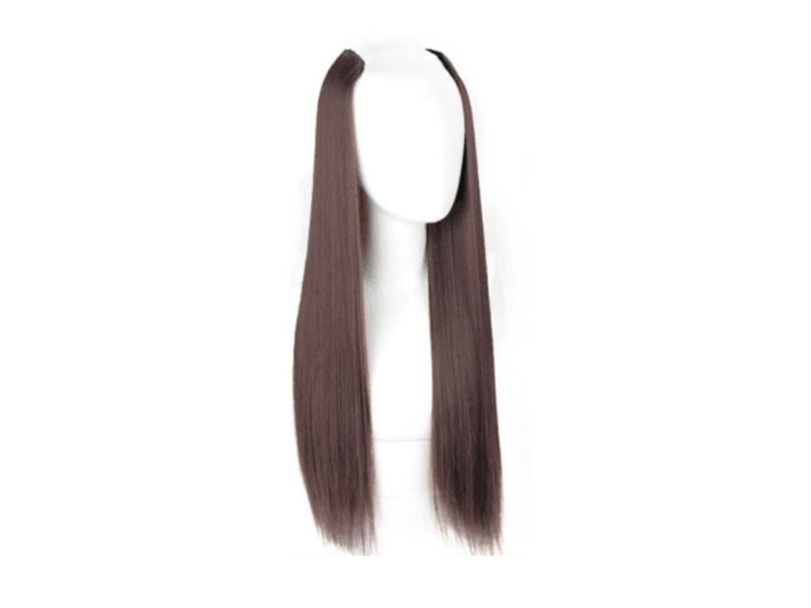 Extensão De Cabelo Sintético Marrom Escuro 45cm Universal Para Mulheres Aumento De Volume E Comprimento
