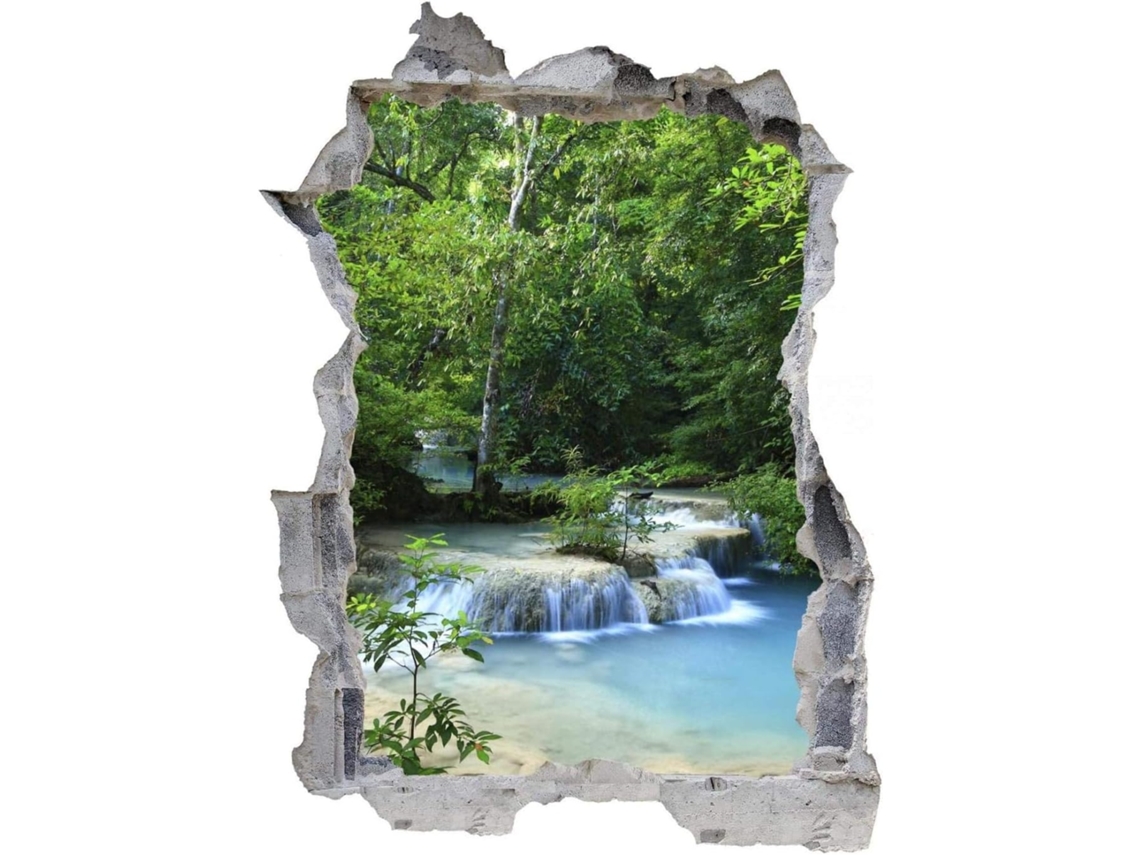 Adesivo de parede com tema de rio e cachoeira, ideal para sala de estar, quarto, cozinha, escritório, para adultos e crianças, 70x110cm