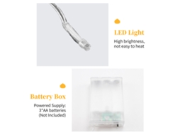 Luzes de Fio Led de Halloween Abóbora Sorridente 40leds 2 Modos Bateria Ip67 S/MARCA