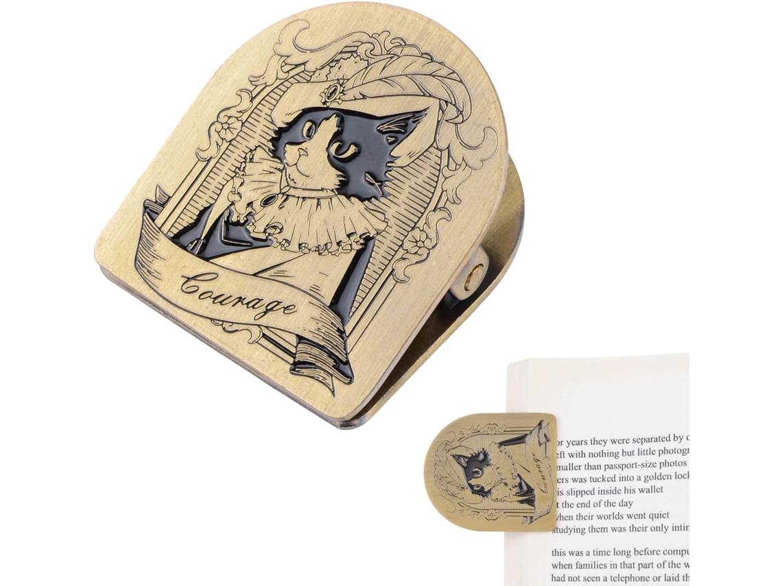 Clipe de metal clássico para livros, modelo retrô Caderno com estampa de gato, clipe de metal, pasta de viagem bronze