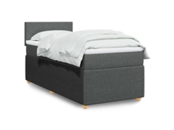 Cama Com Molas/colchão 90x190 Cm Tecido Cinza-escuro