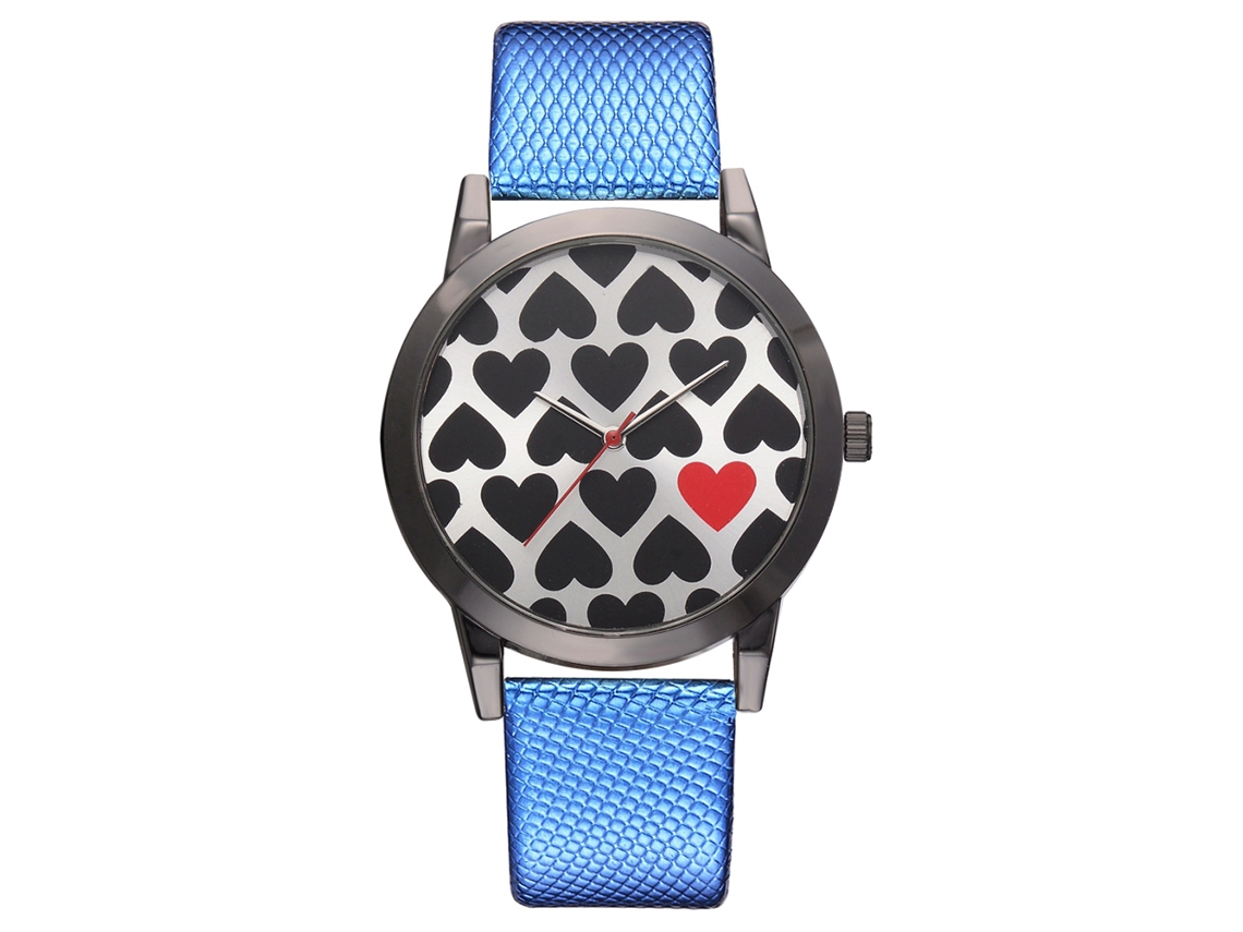 Relógio de Pulso Feminino Fashion com Display Analógico e Cinto Pu Azul