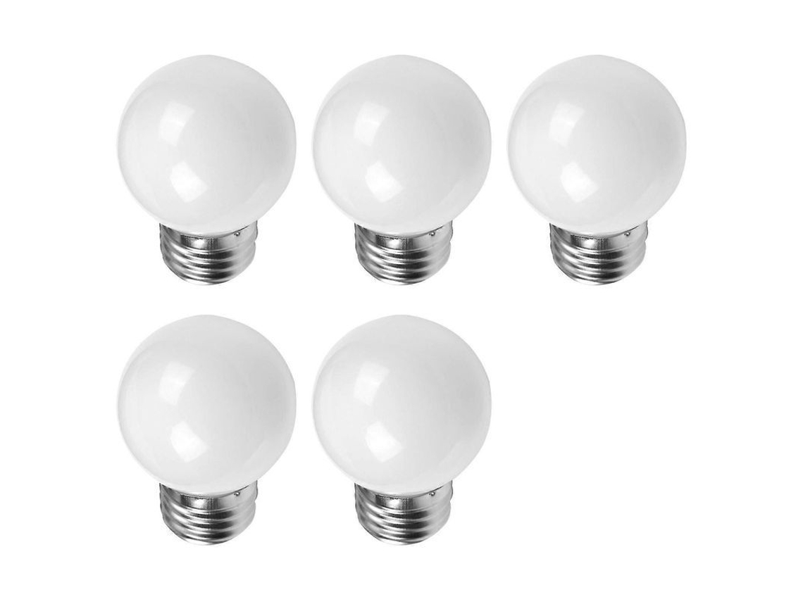 5 Lâmpadas E27 Led 0.5w Ac220v Branca Decorativa de Vidro Metal 50000h