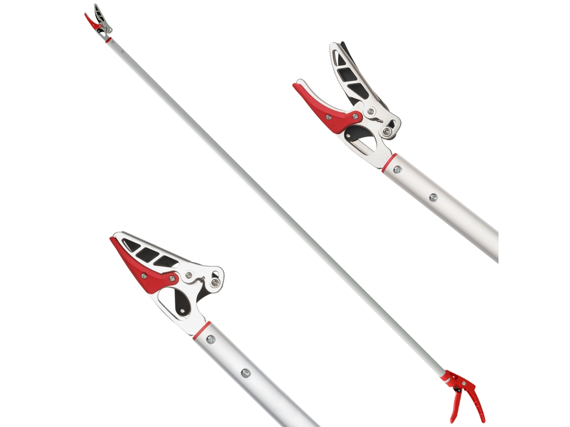 Podadora de Árvores 180 Cm com Cabo de Alumínio Leve e Resistente e Lâmina Metálica 180x10 Cm Prata a Vermelho Ge